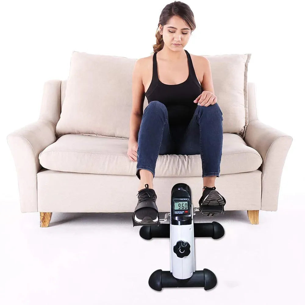Exercise Pedal Exerciser, Mini Cycle Bike Tension Adjustable with Electronic Display for Legs and Arms