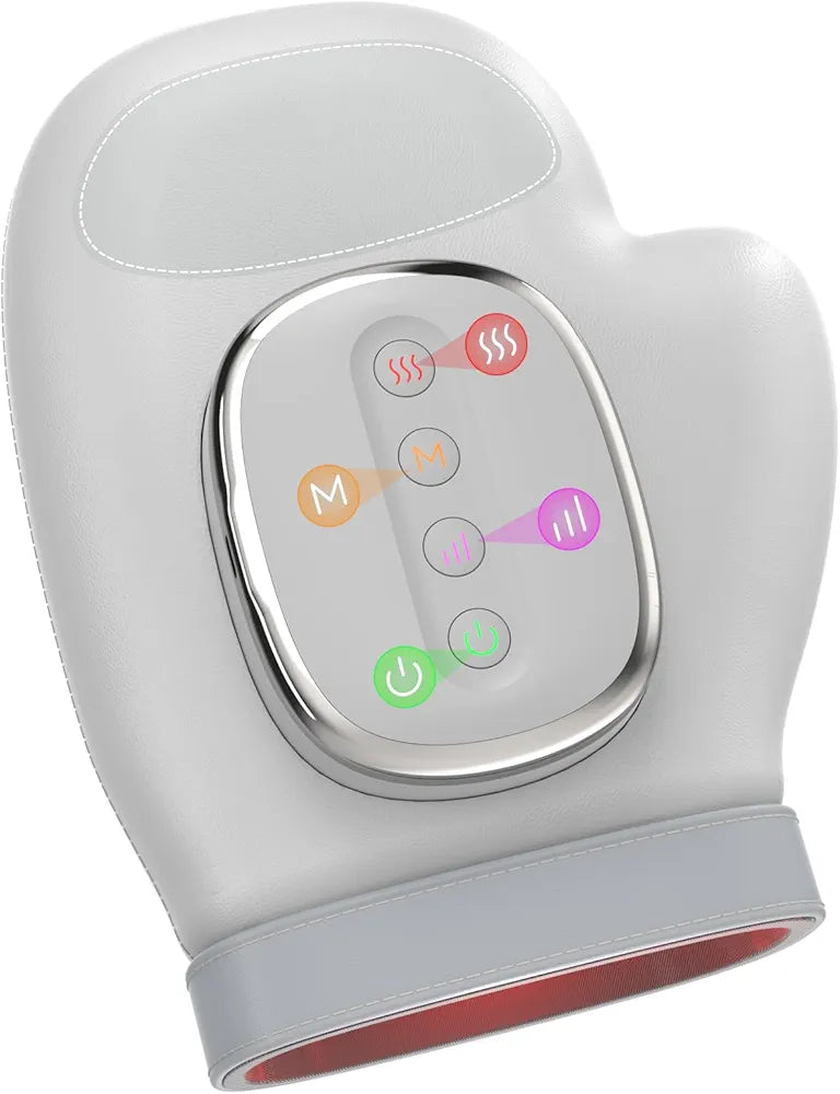 Hand Massager with Heat and Compression Relief, Rechargeable Electric Massager with 3 Massage 3 Temperature, 5 Pressure Levels, Therapeutic Glove for Arthritis and Tunnel