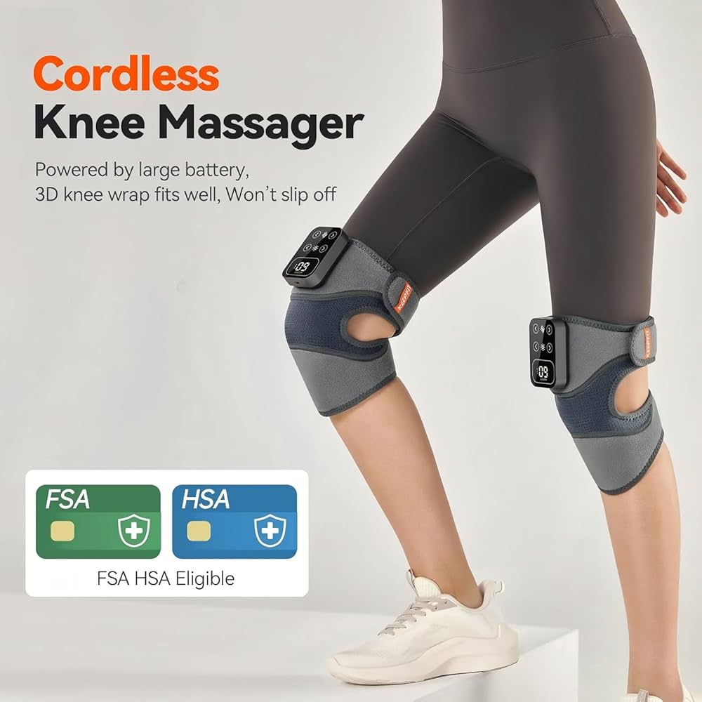 Cordless Electric Knee Massager 3 Vibrations 5 Heating Levels For Shoulder & Elbow (1 Piece)