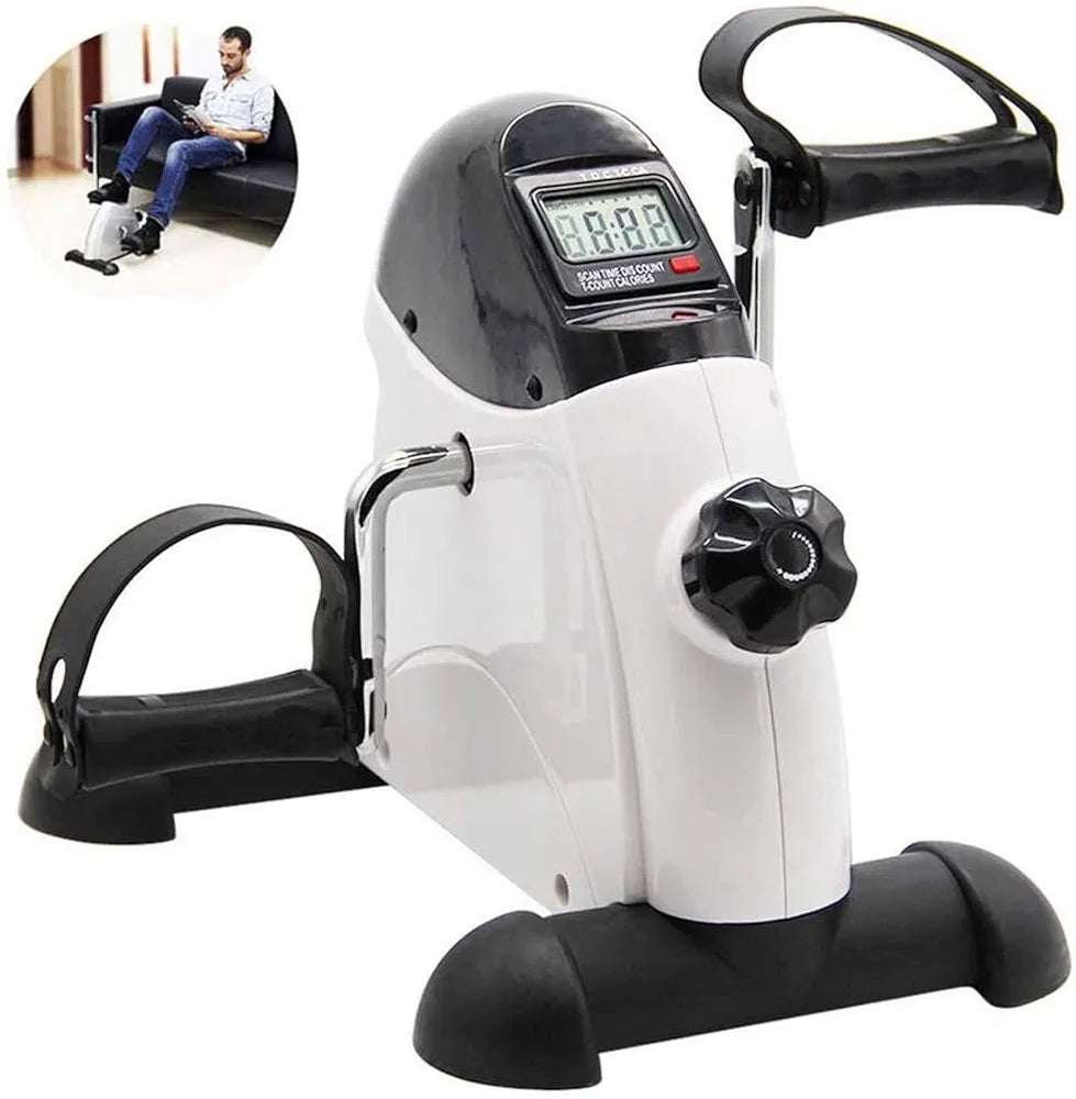 Exercise Pedal Exerciser, Mini Cycle Bike Tension Adjustable with Electronic Display for Legs and Arms