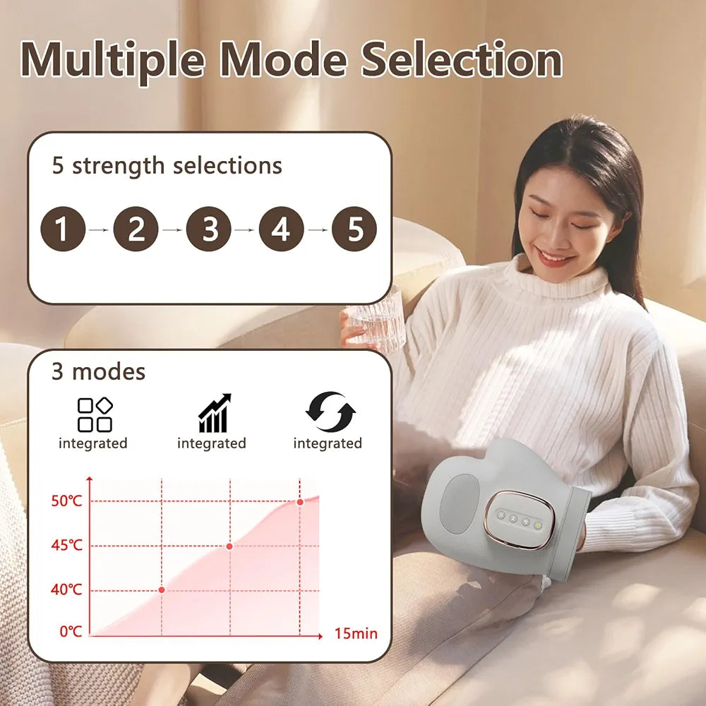 Hand Massager with Heat and Compression Relief, Rechargeable Electric Massager with 3 Massage 3 Temperature, 5 Pressure Levels, Therapeutic Glove for Arthritis and Tunnel