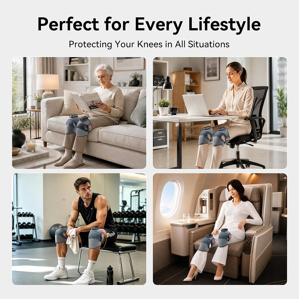Cordless Electric Knee Massager 3 Vibrations 5 Heating Levels For Shoulder & Elbow (1 Piece)
