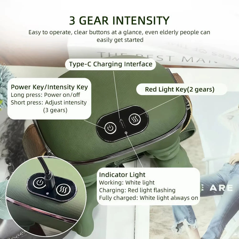 Neck and Back Massager, 3 Massage Mode, 2 Heat Function, Heated Neck & Shoulder Massager, Simulated Human Hand Design, for Necks, Back, Legs Etc (1 Pc)