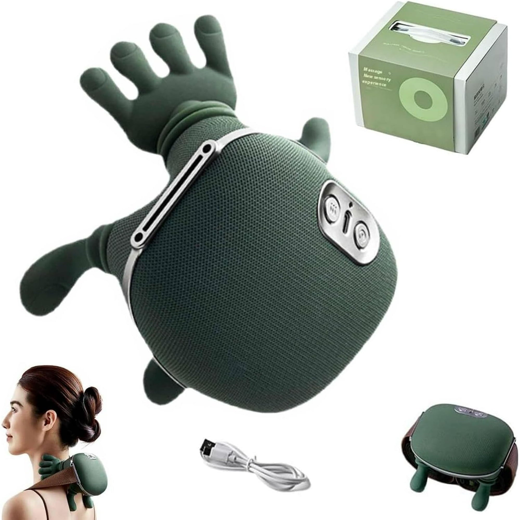 Neck and Back Massager, 3 Massage Mode, 2 Heat Function, Heated Neck & Shoulder Massager, Simulated Human Hand Design, for Necks, Back, Legs Etc (1 Pc)