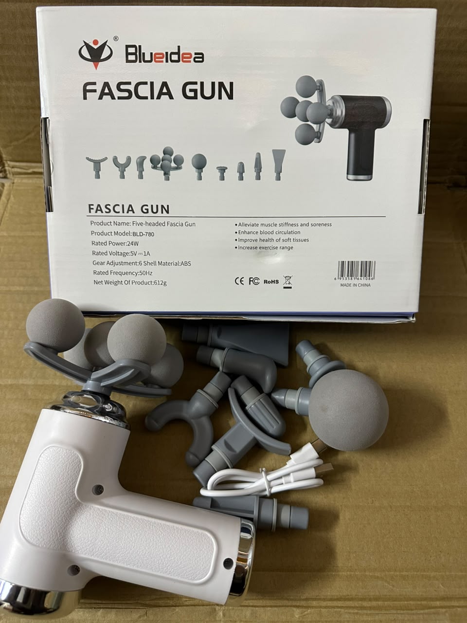 5 Headed Fascia Massage Gun | Deep Tissue Muscle Massager