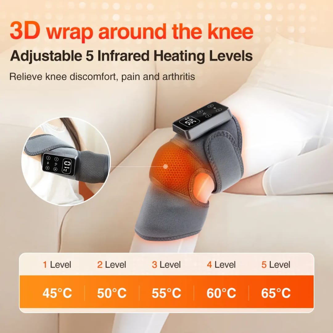 Cordless Electric Knee Massager 3 Vibrations 5 Heating Levels For Shoulder & Elbow (1 Piece)
