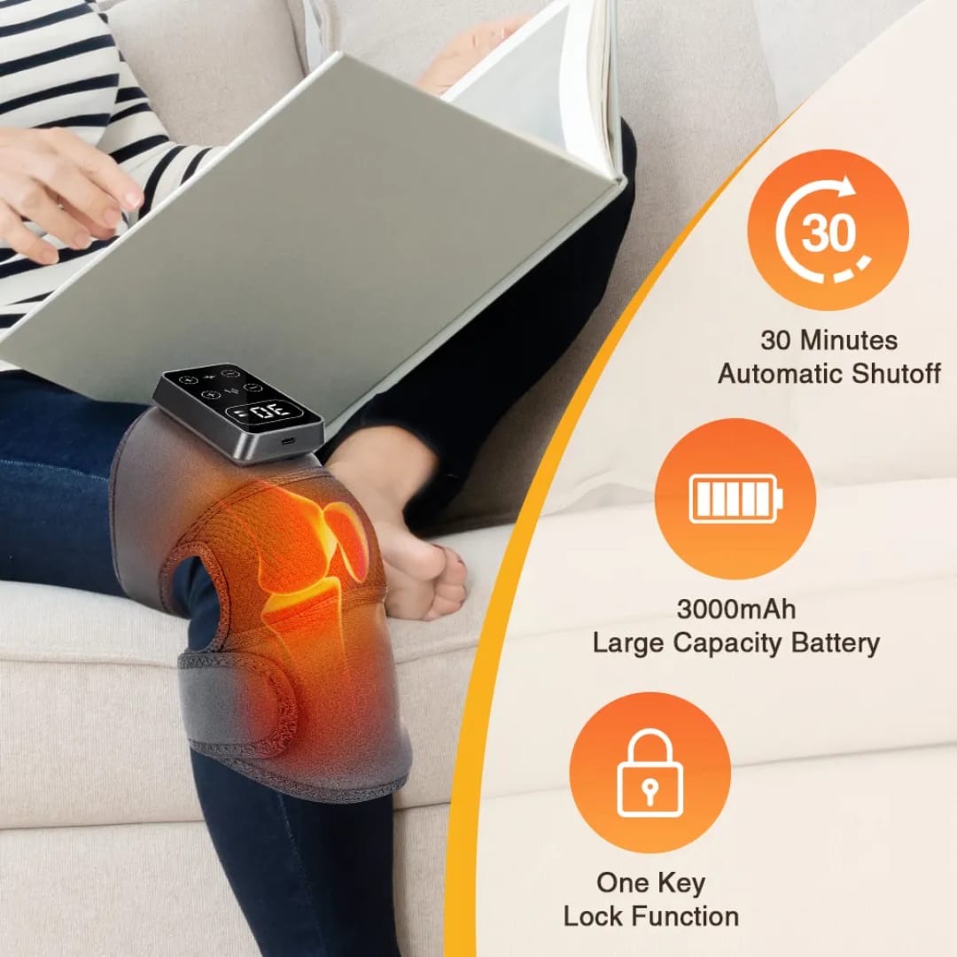 Cordless Electric Knee Massager 3 Vibrations 5 Heating Levels For Shoulder & Elbow (1 Piece)