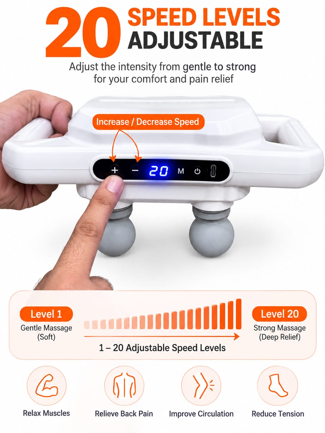 6-Head Fascia Muscle Massager Gun – Deep Tissue Relief for Back, Waist, and Legs