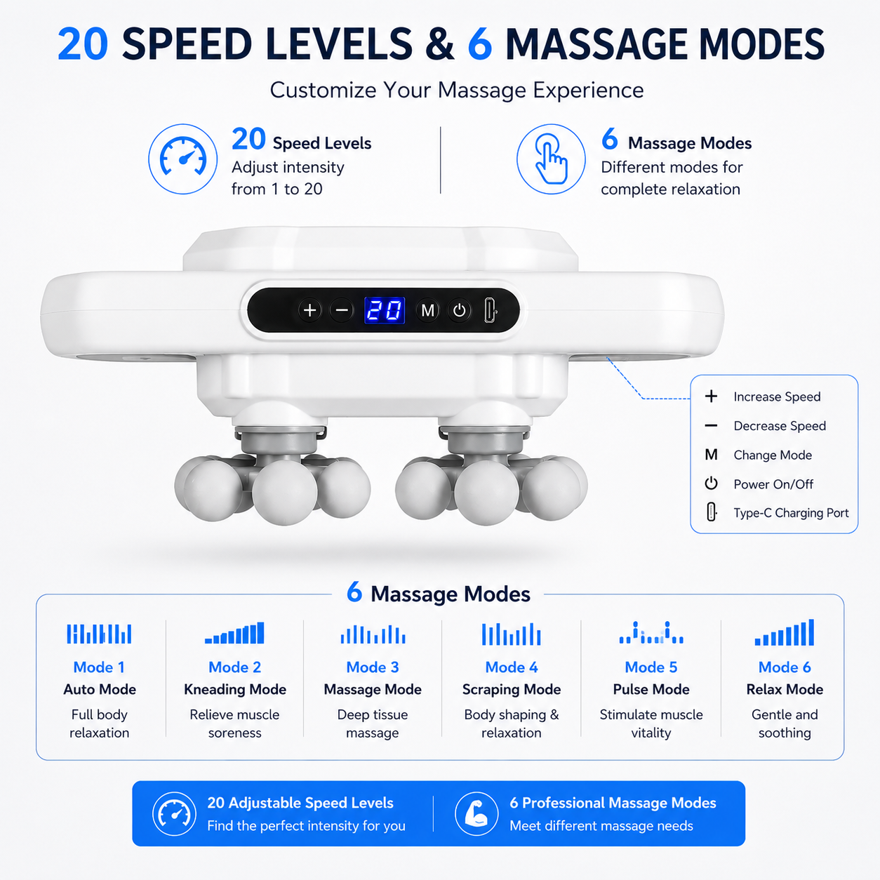 Multi-Head Fascia Muscle Massager Gun – Deep Tissue Relief for Back, Waist, and Legs