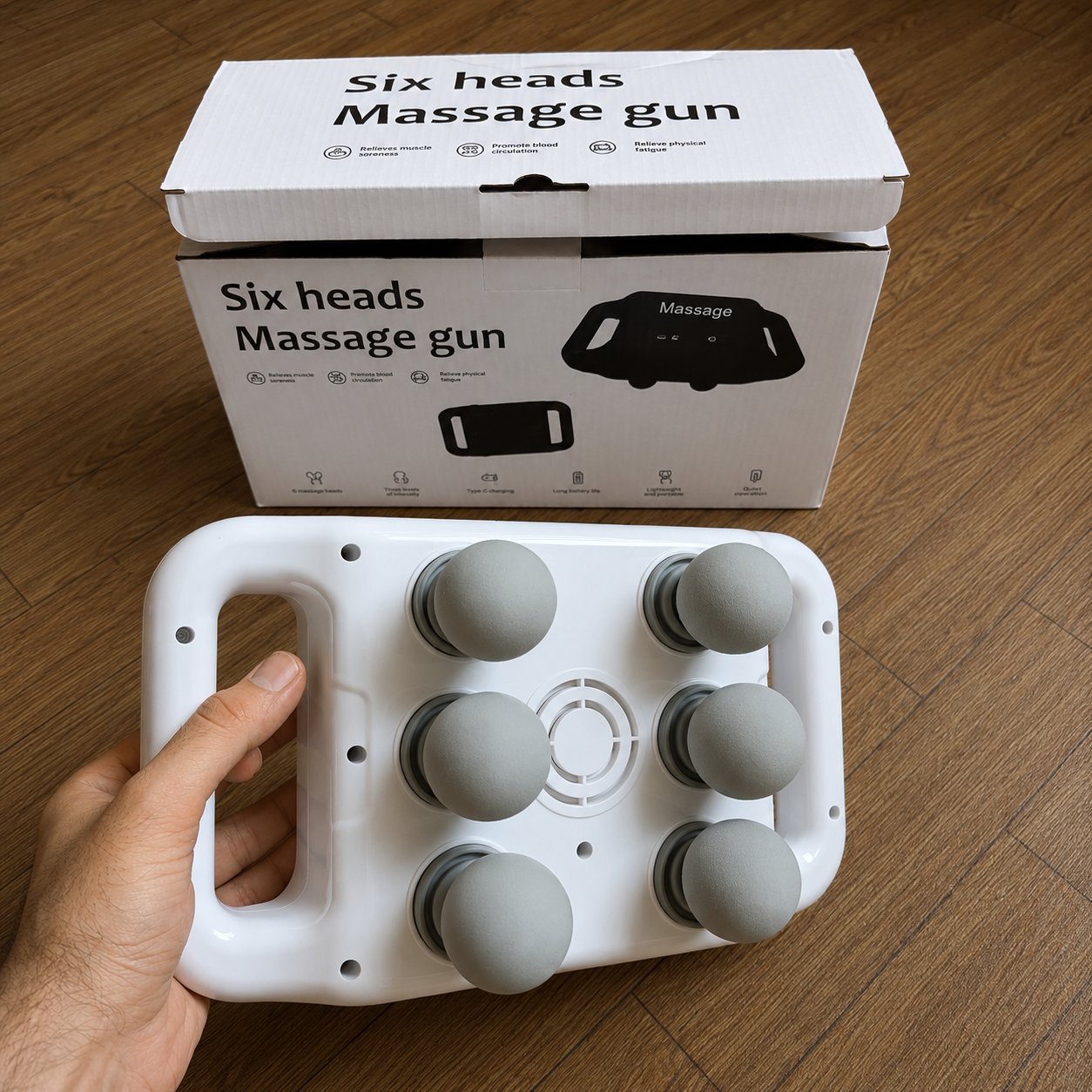 6-Head Fascia Muscle Massager Gun – Deep Tissue Relief for Back, Waist, and Legs