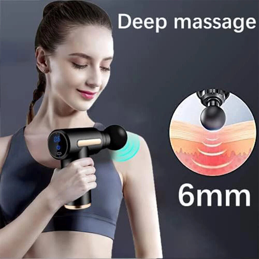 Mini Massage Gun, Percussion Deep Tissues Muscle Massager Gun with 6 Speeds