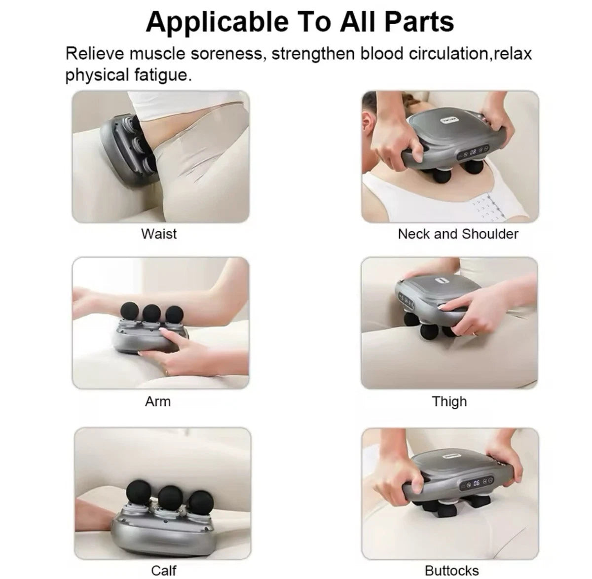 6-Head Fascia Muscle Massager Gun – Deep Tissue Relief for Back, Waist, and Legs