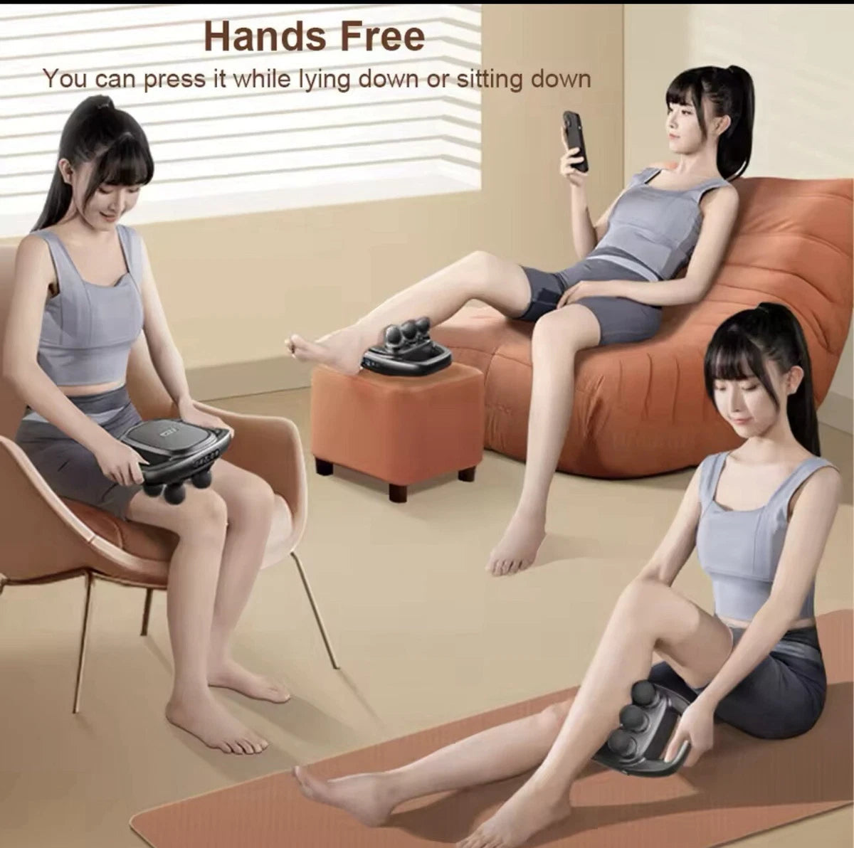Multi-Head Fascia Muscle Massager Gun – Deep Tissue Relief for Back, Waist, and Legs